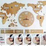 Mapa mundo em acrílico com relógio